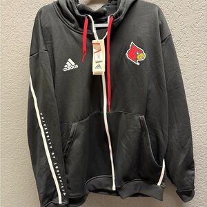 adidas University of Louisville Cardinal Black Hoodie with Red and White Accents